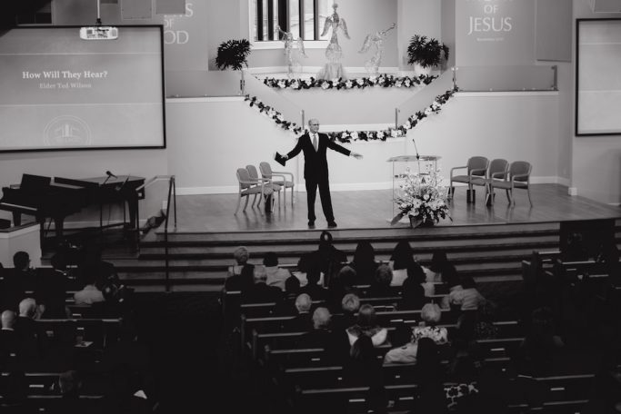 Ted Wilson at the Village Church in Berrien Springs. He preached for both divine hour services, prior to the afternoon Q&A session.